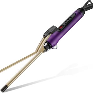 3/8 Inch Small Curling Iron Wand for Short & Long Hair, Ceramic Small Barrel Curling Iron Tiny Curling Wand with Adjustable Temperature, Include Heat Resistant Glove