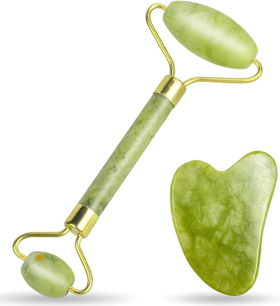Gua Sha Facial Tools Set and Jade Roller for Face, Jade Roller, 100% Real Natural Stone Beauty Jade Facial Roller Massage Tool for Face Eyes Neck Body – Anti Aging Beauty Treatment Gua Sha Facial Tools Set and Jade Roller for Face, Jade Roller, 100% Real Natural Stone Beauty Jade Facial Roller Massage Tool for Face Eyes Neck Body – Anti Aging Beauty Treatment