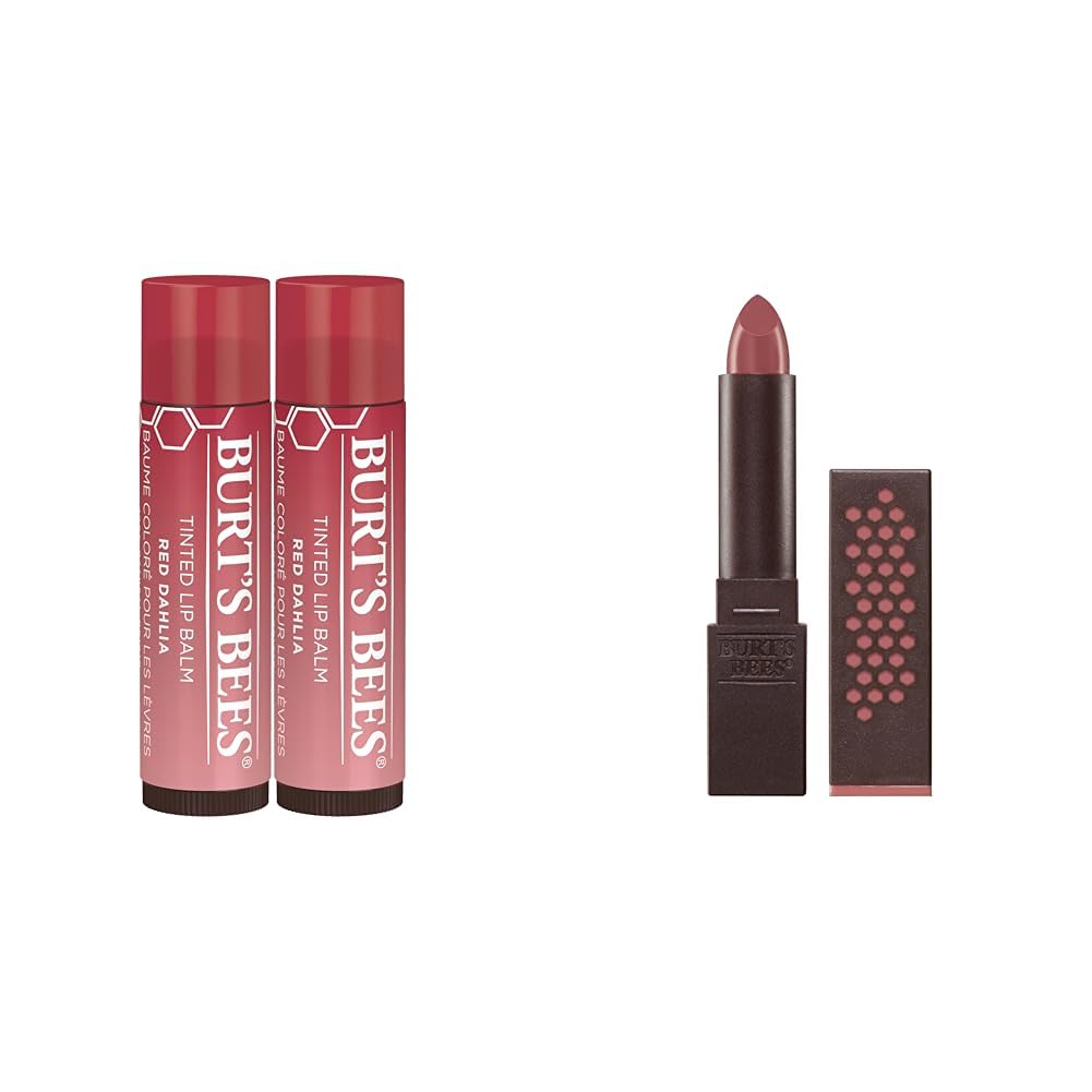 Burt’s Bees Lip Tint Balm, Red Dahlia, 2-Pack, Hydrating Shea Butter for a Natural Looking Buildable Finish & 100% Natural Moisturizing Lipstick, Blush Basin, 1 Tube Burt’s Bees Lip Tint Balm, Red Dahlia, 2-Pack, Hydrating Shea Butter for a Natural Looking Buildable Finish & 100% Natural Moisturizing Lipstick, Blush Basin, 1 Tube