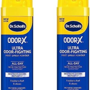 Dr. Scholl’s ODOR-X ULTRA ODOR-FIGHTING SPRAY POWDER, 4.7 oz // Destroys Odors Instantly – All-Day Odor Protection – Freshens Feet & Shoes (Pack of 2)