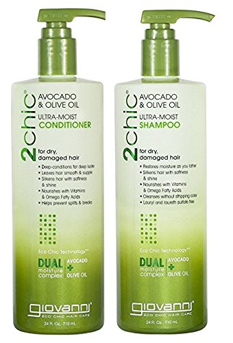 GIOVANNI 2chic Ultra-Moist Shampoo and Conditioner Set- Avocado & Olive Oil, Creamy Hydration Formula, Enriched with Aloe Vera, Shea Butter, Botanical Extracts, No Parabens, Color Safe – 24 oz GIOVANNI 2chic Ultra-Moist Shampoo and Conditioner Set- Avocado & Olive Oil, Creamy Hydration Formula, Enriched with Aloe Vera, Shea Butter, Botanical Extracts, No Parabens, Color Safe – 24 oz