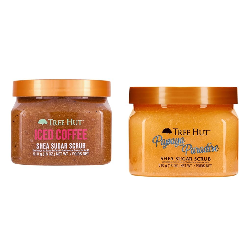 Tree Hut Iced Coffee & Papaya Paradise Shea Sugar Body Scrubs, 18 oz Each Tree Hut Iced Coffee & Papaya Paradise Shea Sugar Body Scrubs, 18 oz Each