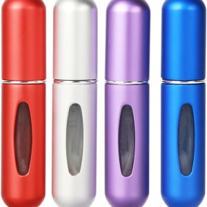 Saiveina Portable 5ml Mini Perfume Atomizer Bottles, Refillable Perfume Spray Bottle, Scent Pump Case, Empty Perfume Bottles for Travel and Outgoing(4 Pack)