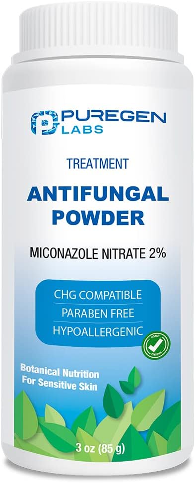 Puregen Labs Antifungal Powder with 2% Miconazole Nitrate for Common Fungal Infections Including Athlete’s Foot, Jock Itch and Ringworm, Talc Free, 3 oz (85g) Puregen Labs Antifungal Powder with 2% Miconazole Nitrate for Common Fungal Infections Including Athlete’s Foot, Jock Itch and Ringworm, Talc Free, 3 oz (85g)