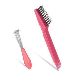 2 Pieces Hair Brush Cleaning Tool Comb Cleaning Brush Remove Hair Brush Cleaner Rake Mini Hair Brush Remover for Removing Hair Dust Home and Salon Use, Pink
