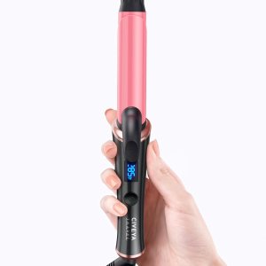Temp Control Travel Curling Iron Dual Voltage, 1 Inch Travel Size Mini Curling Iron for Short Hair, Small Travel Hair Curler Wand Pink