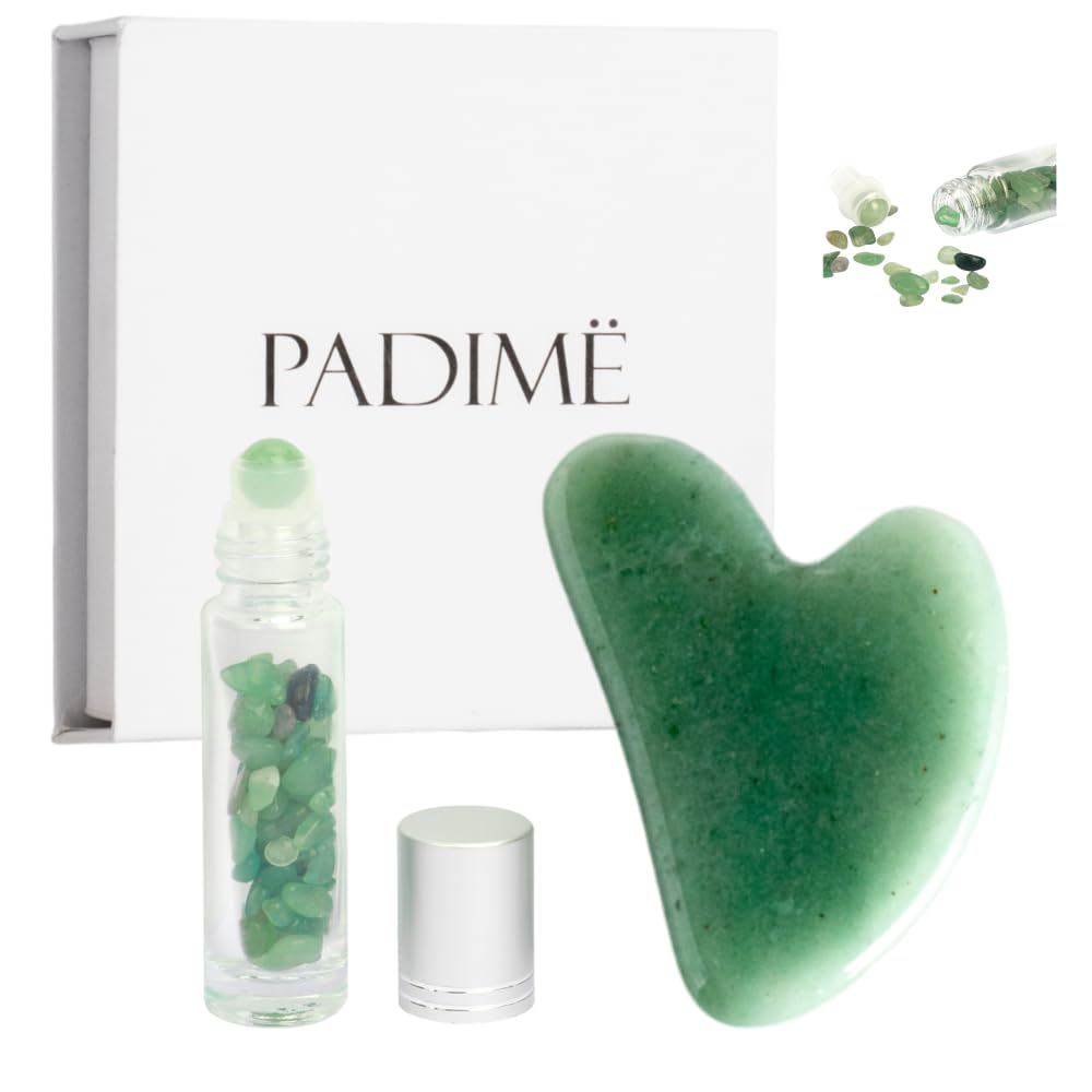 Padime 2 pcs | Premium Set | Real Jade Gua Sha Tool for Facial Skin Care + Glass Bottle for Your Oil | Gua Sha Facial Tool, Skin Care Lifting Tool in Beautiful Box for Mother Day Gift Padime 2 pcs | Premium Set | Real Jade Gua Sha Tool for Facial Skin Care + Glass Bottle for Your Oil | Gua Sha Facial Tool, Skin Care Lifting Tool in Beautiful Box for Mother Day Gift