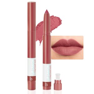 BINGBRUSH Crayon Matte Longwear Lipstick Pack Set,Moisture Smooth Lipliner With Built-in Sharpener Ultimate Lip Crayon for Makeup- Waterproof Velvet Lipgloss Lip Stain (07#Purple Mauve Pink)