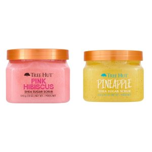 Tree Hut Pink Hibiscus Shea Sugar Exfoliating & Hydrating Body Scrub, 18 oz & Pineapple Shea Sugar Exfoliating & Hydrating Body Scrub, 18 oz
