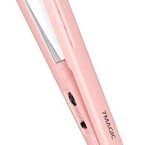 7MAGIC Flat Iron Hair Straightener, 1 inch Nano Titanium Hair Straightener for All Hair Types, Travel Flat Iron Dual Voltage,5 Temp,15s MCH Fast Heating Straightening Iron