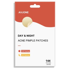 AVJONE Day and Night Hydrocolloid Acne Pimple Patch for Covering Zits and Blemishes, Spot Stickers for Face and Skin, Vegan – friendly and Not Tested on Animals (108+36 Patches)