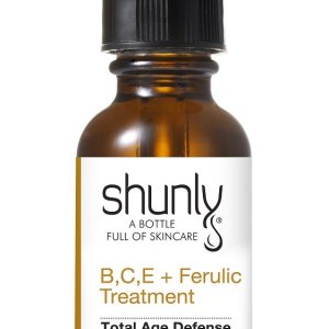 B, C, E+ Ferulic Treatment – Total Age Defense antioxidant vitamin treatment serum with high concentrated with Vitamin B + Vitamin C + Vitamin E + Ferulic Acid + Hyluronic Acid.