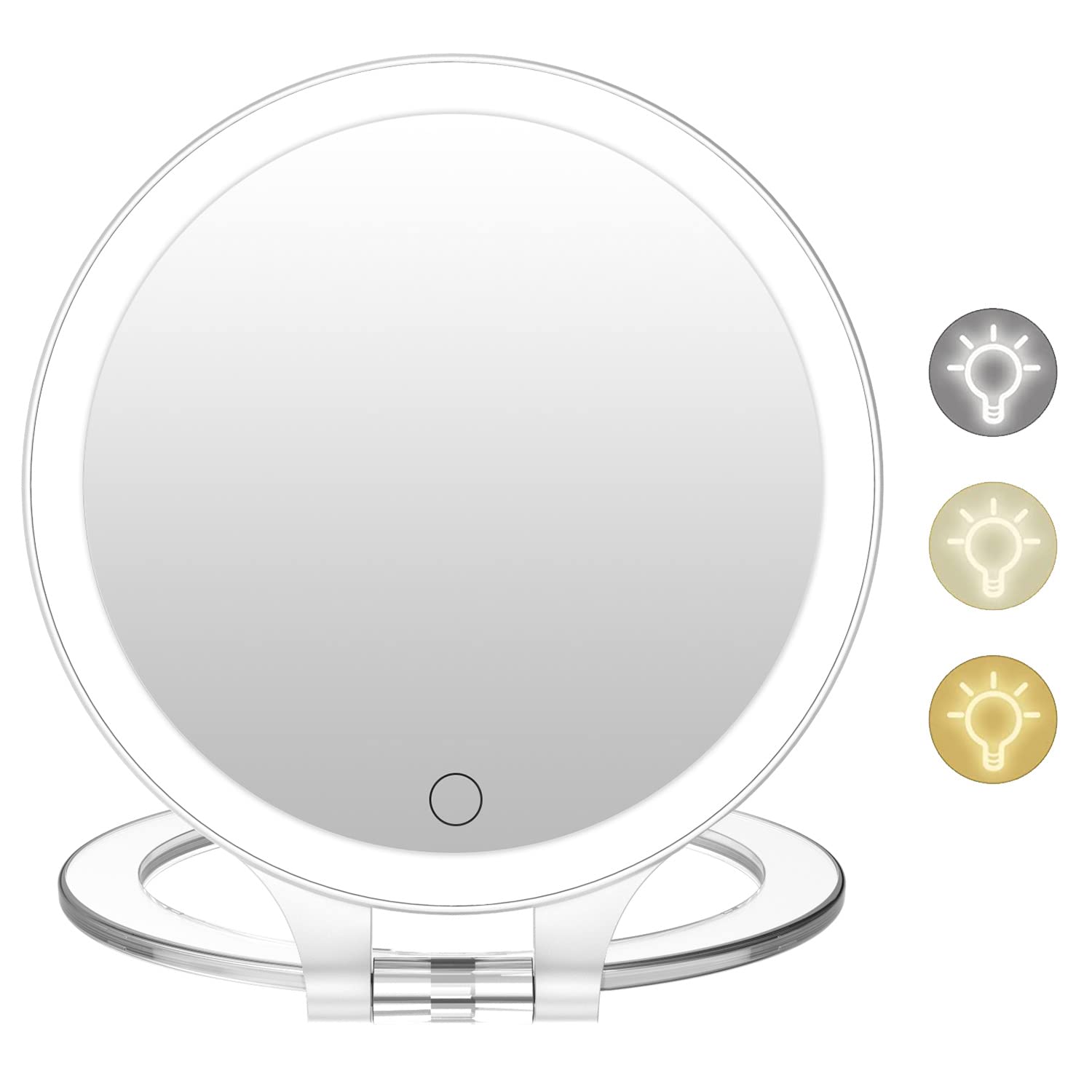 FASCINATE Magnifying Mirror 10X 1X Double Sided Magnification Makeup Vanity Mirror Rechargeable Lighted Mirror with 3 Color Setting Adjustable Rotation LED Vanity Desk Mirror FASCINATE Magnifying Mirror 10X 1X Double Sided Magnification Makeup Vanity Mirror Rechargeable Lighted Mirror with 3 Color Setting Adjustable Rotation LED Vanity Desk Mirror