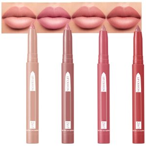 4 Pcs Matte Lip Liner Pencil Sets,Retractable Waterproof Lip Liner Pencil,High Pigmented Lipliner for Daily Makeup,Lipstick Long Lasting Smudge Proof for Women,No Sharpener Required