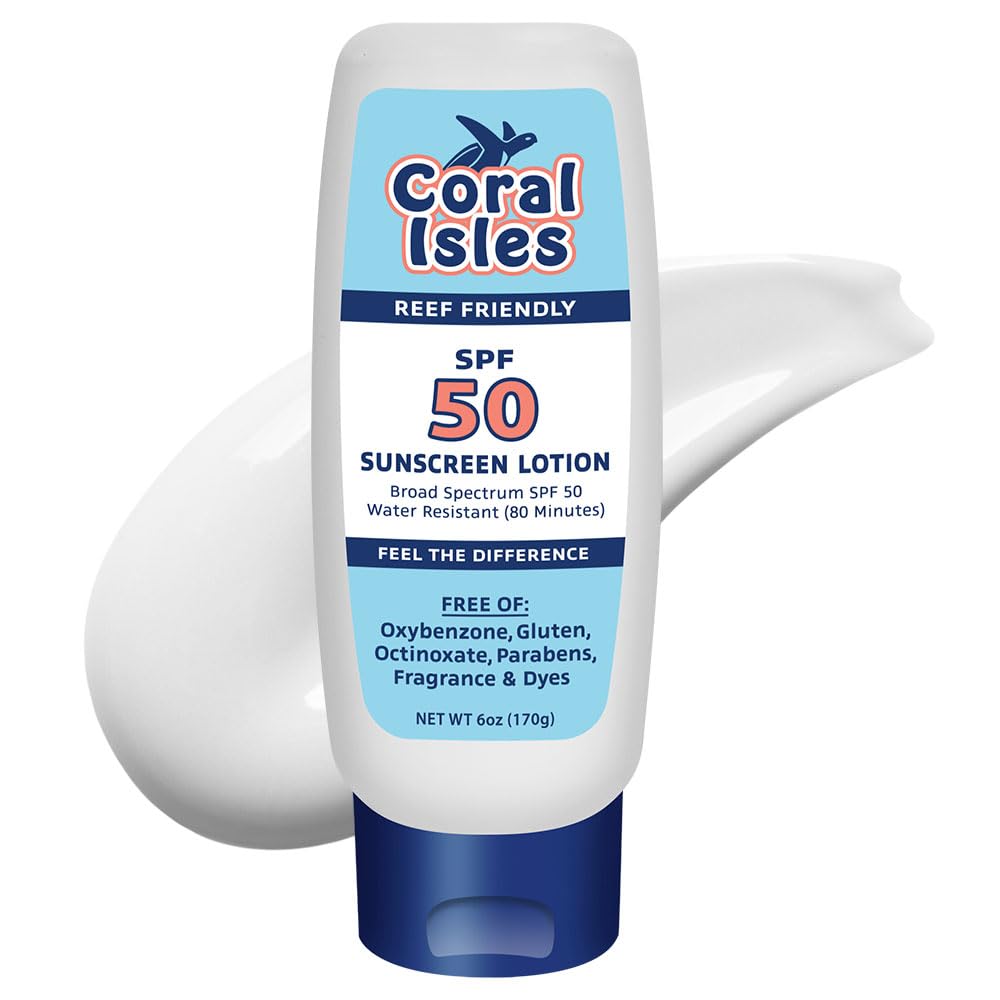 Sunscreen SPF 50 | Hawaii Compliant as Reef Safe | Octinoxate & Oxybenzone Free | Broad Spectrum UVA/UVB Protection | Water Resistant 80 Min. | Fragrance Free | 6 Fl Oz Lotion Sunscreen SPF 50 | Hawaii Compliant as Reef Safe | Octinoxate & Oxybenzone Free | Broad Spectrum UVA/UVB Protection | Water Resistant 80 Min. | Fragrance Free | 6 Fl Oz Lotion