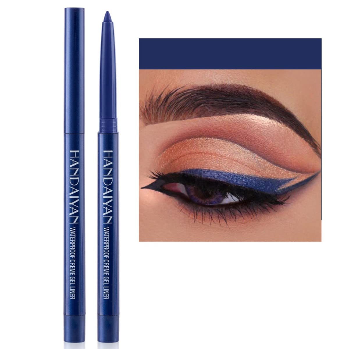 eyeliner pencil waterproof retractable eyeliner creamy pigmented smudge proof eye liner pen shimmer Dark Blue eyeliner pencil waterproof retractable eyeliner creamy pigmented smudge proof eye liner pen shimmer Dark Blue
