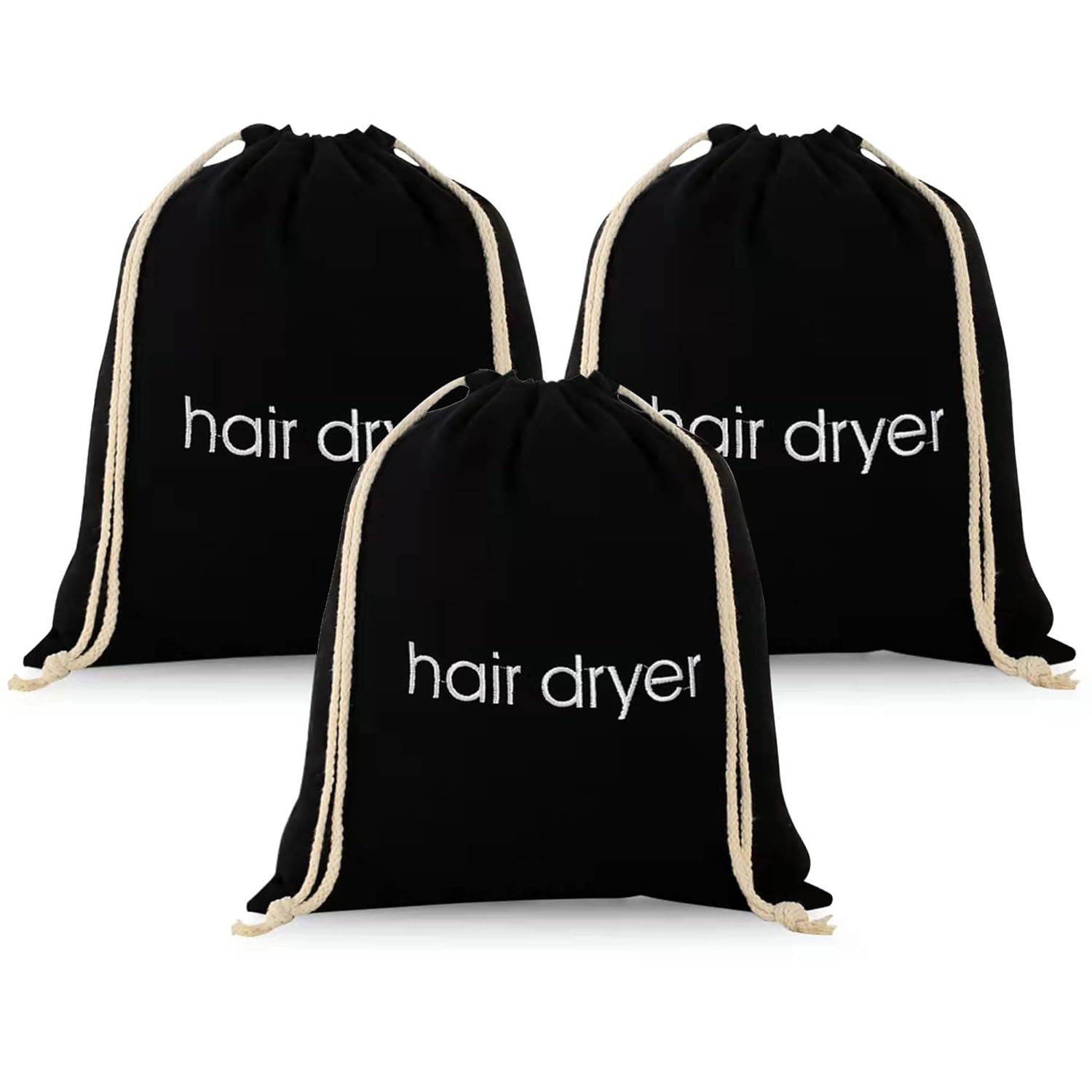 3 | 6 | 8 Pack Hair Dryer Bags Drawstring Bag Container Hairdryer Bag for travel bathroom (3 PCS, Black) 3 | 6 | 8 Pack Hair Dryer Bags Drawstring Bag Container Hairdryer Bag for travel bathroom (3 PCS, Black)