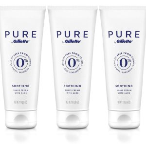 Gillette PURE Soothing Shaving Cream with Aloe, Pack of 3, 6oz each