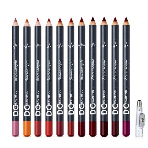12Pcs Lot Set 12 Colors Lip Liner Pencil Waterproof Non-marking Matt Velvet Lipstick Pen, Professional Long Lasting Lipliner Set with Sharpener