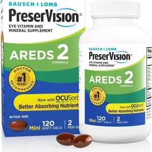 PreserVision AREDS 2 Eye Vitamin & Mineral Supplement, Contains Lutein, Vitamin C, Zeaxanthin, Zinc & Vitamin E, 120 Softgels (Packaging May Vary)