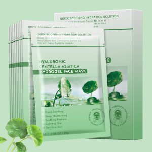 Centella Asiatica Soothing Facial Mask for Sensitive Skin with Aloe Calming Sheet Mask Hyaluronic Acid Hydrating Sheet Face Mask Skin Care, Hydrogel Face Mask,Centella Asiatica Calming Mask 10 Pack