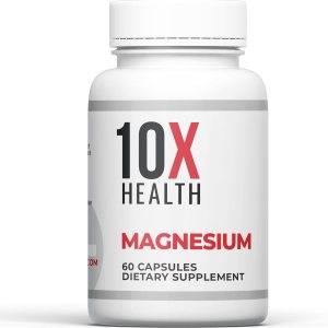 10X Health Magnesium Citrate Capsules – Magnesium Supplement for Adults to Support Sleep, Muscle Function, Stress, Cardiovascular & Heart Support – 60 Capsules