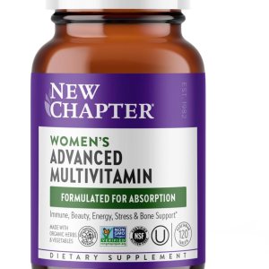 New Chapter Women’s Multivitamin Advanced Formula for Stress, Bone, Immune, Beauty & Energy Support, Higher Levels of Whole-Food Fermented Essential Nutrients for Women + Iron + Vitamin D3, 120 Count