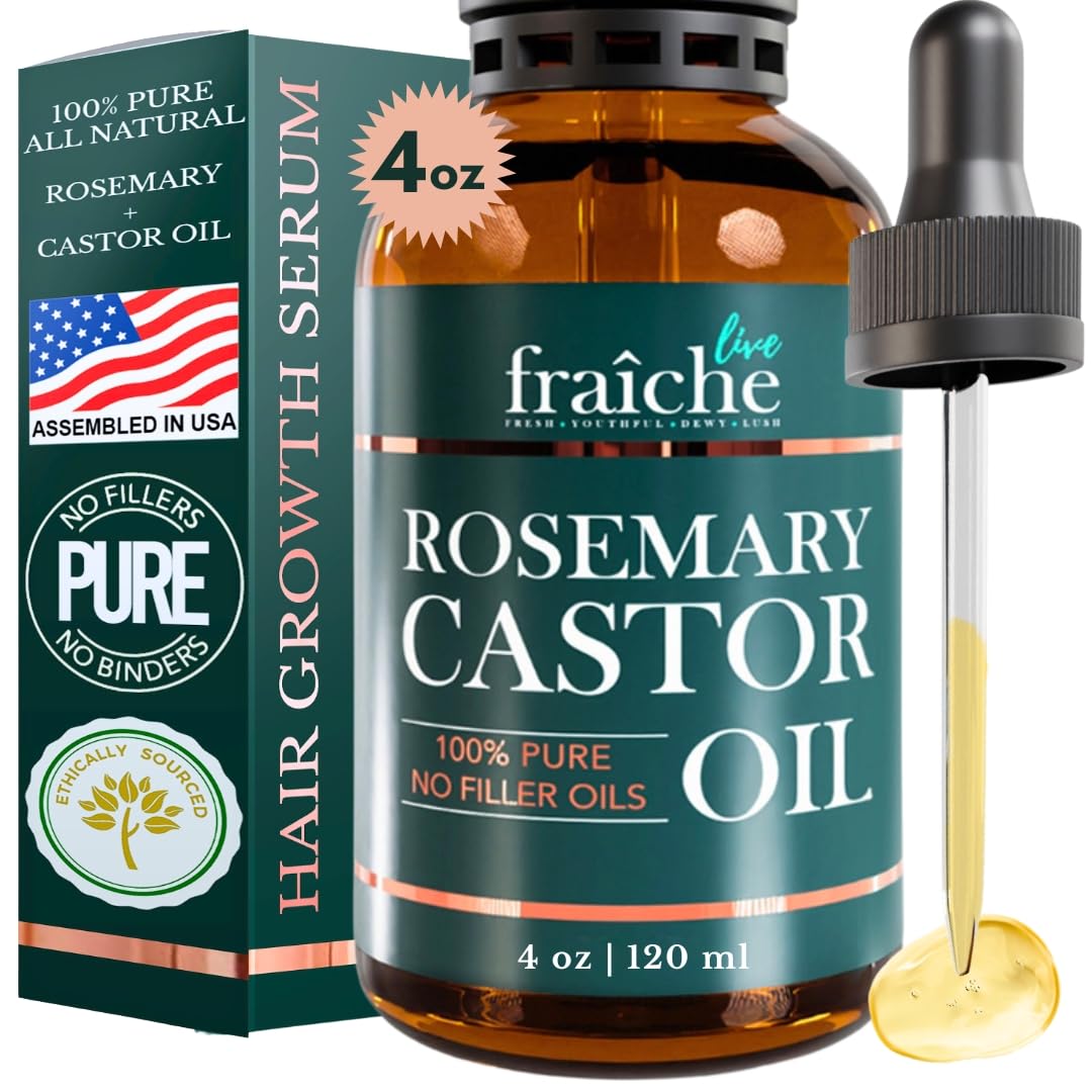Rosemary Castor Oil for Hair Growth (4oz) – Live Fraiche Natural Hair Growth Oil – Cold Pressed Castor Oil and Rosemary Oil for Hair Growth -Strengthening Hair Oil for Damaged Hair to Reduce Hair Loss Rosemary Castor Oil for Hair Growth (4oz) – Live Fraiche Natural Hair Growth Oil – Cold Pressed Castor Oil and Rosemary Oil for Hair Growth -Strengthening Hair Oil for Damaged Hair to Reduce Hair Loss