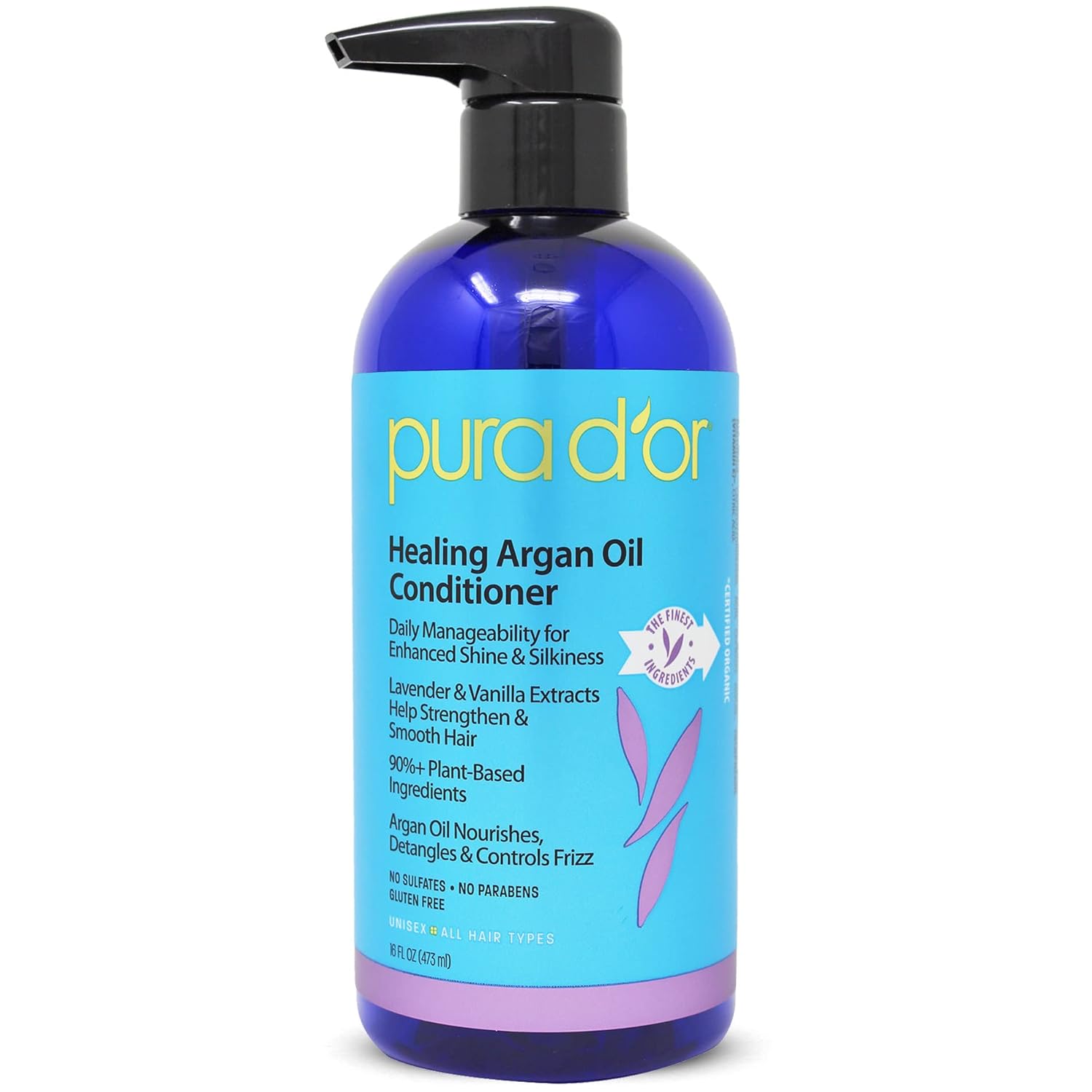 PURA D’OR 16 Oz Healing Argan Oil Conditioner For Dry, Damaged, Frizzy Hair, w/Aloe Vera, Lavender, Vanilla, Coconut, Retinol & Vitamin E, No Sulfates, All Hair Types, Men Women PURA D’OR 16 Oz Healing Argan Oil Conditioner For Dry, Damaged, Frizzy Hair, w/Aloe Vera, Lavender, Vanilla, Coconut, Retinol & Vitamin E, No Sulfates, All Hair Types, Men Women