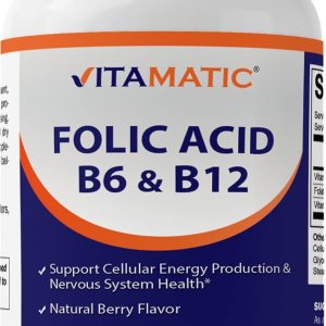 Vitamatic Folic Acid B12 B6 – Heart Health, Energy & Red Blood Cell Support – 180 Fast Dissolve Tablets