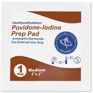 HAO Povidone-Iodine Prep Pads (120 Count), 10% Solution, Disposable Individually Wrapped Wipes For Wound Care, First Aid