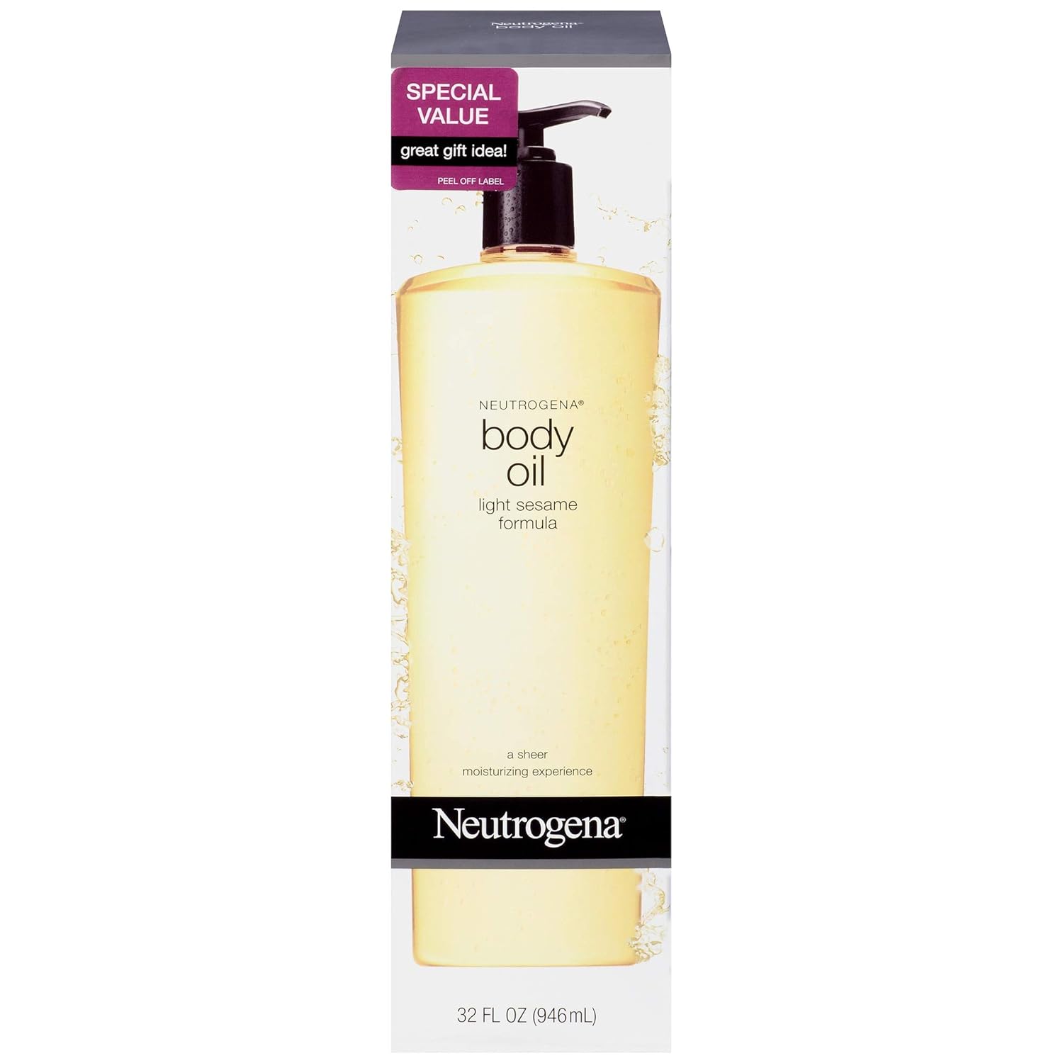 Neutrogena Lightweight Body Oil for Dry Skin, Sheer Moisturizer in Light Sesame Formula, 32 fl. oz Neutrogena Lightweight Body Oil for Dry Skin, Sheer Moisturizer in Light Sesame Formula, 32 fl. oz