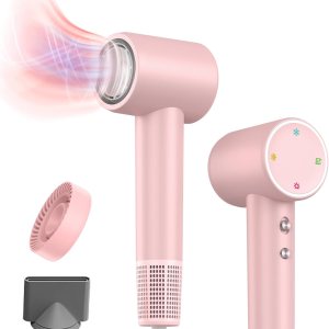 Professional High Speed Hair Dryer, 200 Million Negative Ionic Hair Dryer, Blow Dryer with Diffuser, 110,000 RPM Brushless Motor Fast Drying Low Noise Hairdryer with Magnetic Concentrator Nozzle