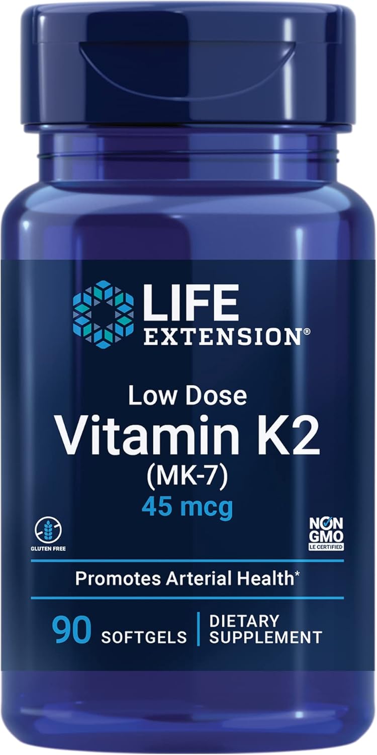 Life Extension Low Dose Vitamin K2 – Supports Arterial Health – Non-GMO, Gluten-Free – 90 Softgels Life Extension Low Dose Vitamin K2 – Supports Arterial Health – Non-GMO, Gluten-Free – 90 Softgels