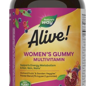 Nature’s Way Alive! Women’s Daily Gummy Multivitamins, 16 Vitamins & Minerals, Energy Metabolism*, Hair Skin & Nails*, Vegetarian, Mixed Berry Flavored, 150 Gummies (Packaging May Vary)