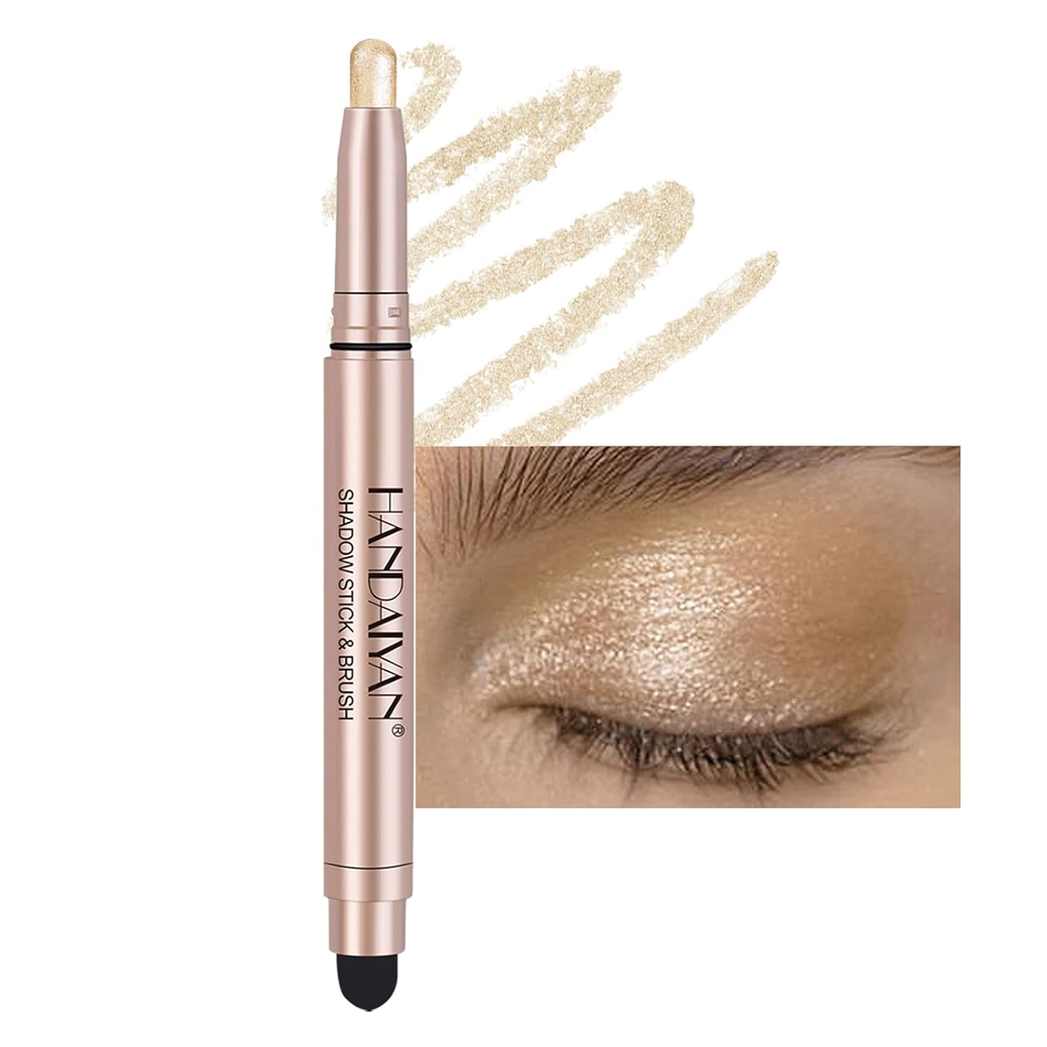 Eyeshadow Stick, Shimmer-Cream Eye Shadow Pencil, Eye Shadow Sticks Long-Lasting Waterproof, Glitter Eyeshadows Stick with Soft Brush for Eyeshadows Makeup(02Champagne-gold) Eyeshadow Stick, Shimmer-Cream Eye Shadow Pencil, Eye Shadow Sticks Long-Lasting Waterproof, Glitter Eyeshadows Stick with Soft Brush for Eyeshadows Makeup(02Champagne-gold)