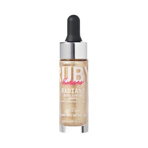 Ruby Kisses Radiant Drops, Shimmer Liquid Highlighter Makeup, Smooth Illuminator for Face Body, Natural Glow Dewiness Glitter for Skin (CHAMPANGE)