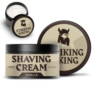 Striking Viking Shaving Cream for Men, Vanilla Scented Shaving Cream – Sensitive Skin Shaving Cream That Helps Moisturize, Protect & Soothe Skin Irritation, Vanilla Shave Cream 5.3 Fl. Oz (Pack of 1)