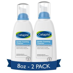 Cetaphil Oil Free Gentle Foaming Cleanser For Dry to Normal, Sensitive Skin, 8oz Pack of 2, Made with Glycerin and Vitamins B5 and E, Dermatologist Tested, Hypoallergenic, Soap Free, Fragrance Free