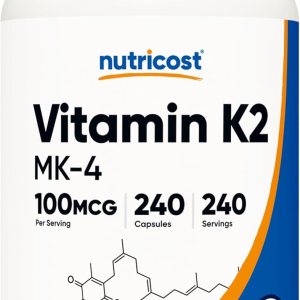 Nutricost Vitamin K2 (MK4) 240 Capsules (100mcg) – Gluten Free and Non-GMO