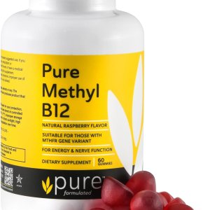 Methyl B12 Vitamin Gummies – Vegan Vitamin B12 Gummies for Adults & Kids – Vitamin Chewable Gummies for Energy & Nerve Function – Gluten-Free, Dairy-Free, Kosher (60 Gummies 1500 mcg)
