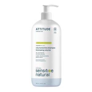 ATTITUDE Volume and Shine Hair Shampoo for Sensitive Dry Scalp, EWG Verified, Soothing Oat, For Thin Hair, Naturally Derived Ingredients, Vegan and Plant-Based, Unscented, 32 Fl Oz