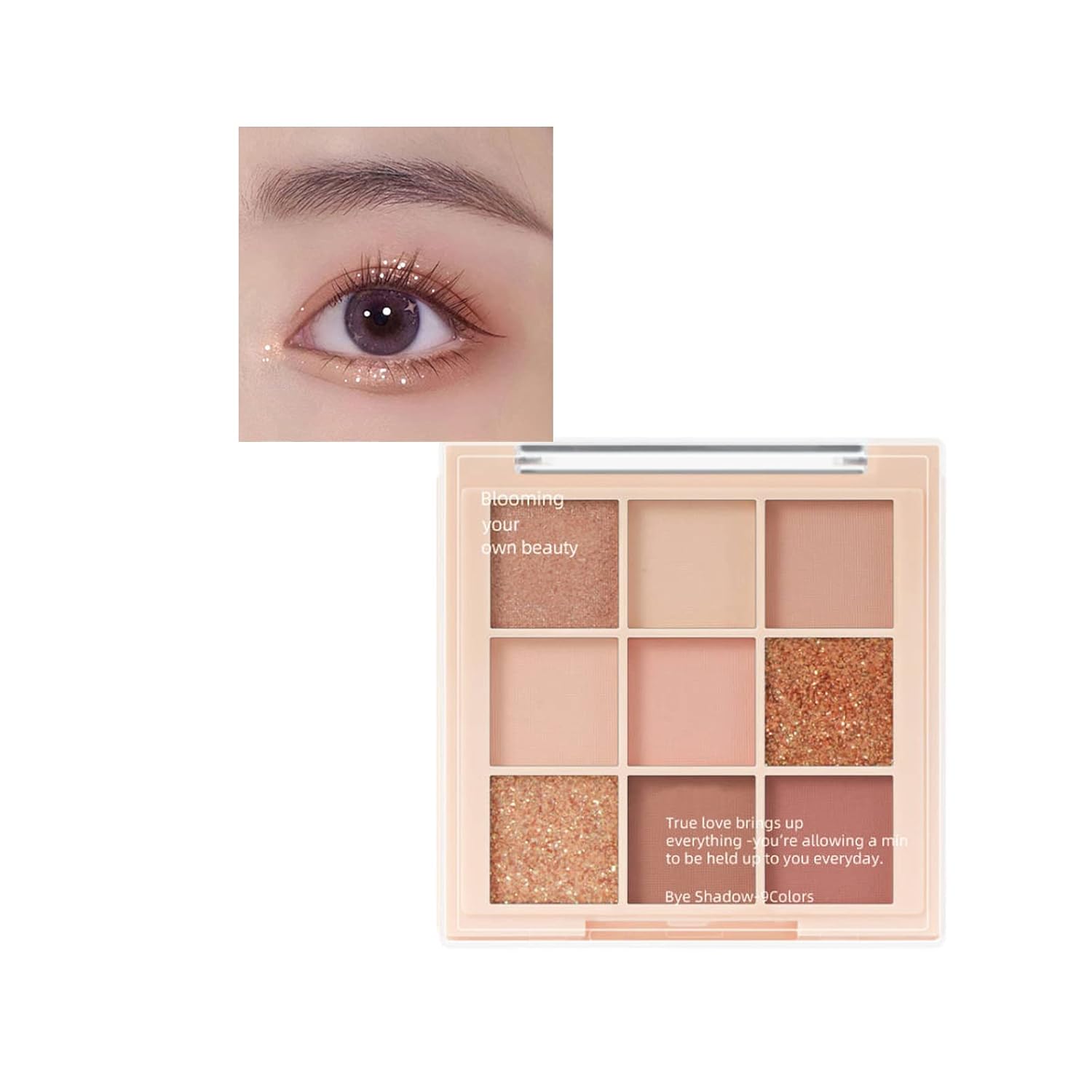 Peach Rose Gold Champagne Orange Eyeshadow Palette Women Christmas Gift, 9 Color Glitter Matte Shimmer Blendable Eye Shadow Palettes, Waterproof Highly-Pigmented Long-Lasting Korean Makeup(02# Peach) Peach Rose Gold Champagne Orange Eyeshadow Palette Women Christmas Gift, 9 Color Glitter Matte Shimmer Blendable Eye Shadow Palettes, Waterproof Highly-Pigmented Long-Lasting Korean Makeup(02# Peach)