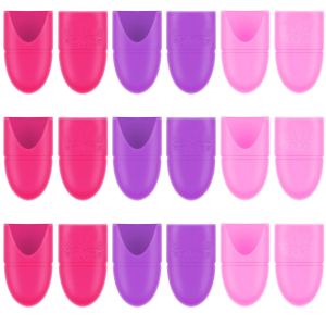 Boao 30 Pieces Wearable Nail Caps Silicone Gel Fingernail Polish Remover Wrap Cleaner Reusable Soak Off Caps in Purple, Rosy and Pink for DIY Nail Supplies