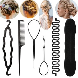 ZZJB Hair French braid tool hair braiding tools hair styling accessories women’s hair accessories styling tools centipede braid maker ladies girls girlfriend 6 pieces (Black 6-piece set)