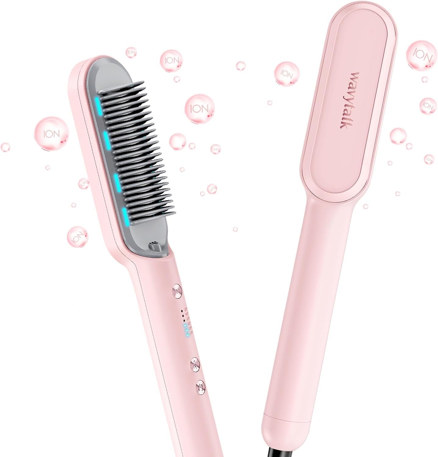Wavytalk Hair Straightener Brush, Ionic Hair Straightening Comb with Negative Ions, Anti-Scald Ceramic Flat Iron Comb Fast Heating for Home Salon, Dual Voltage Pink. Wavytalk Hair Straightener Brush, Ionic Hair Straightening Comb with Negative Ions, Anti-Scald Ceramic Flat Iron Comb Fast Heating for Home Salon, Dual Voltage Pink.