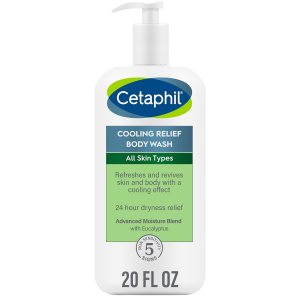 Cetaphil Cooling Relief Body Wash, For All Skin Types, 20 oz, Soothing Eucalyptus, 24 Hour Dryness Relief, Hypoallergenic, Fragrance, Sulfate Free, Dermatologist Recommended Brand