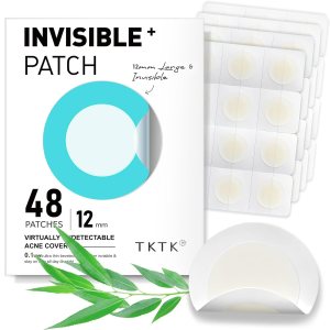 TKTK Pimple Patches, 12mm Invisible Acne Patches for Face with Salicylic Acid, 0.01cm Extra Thin Outer Edge, Hydrocolloid Zit Patch for Pustule, Whitehead, Cystic Acne Spot Treatment, 48 Count