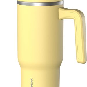 Hydrapeak Kids Voyager 18 oz Tumbler with Handle and Flip-Up Straw Lid | Spill Proof and Leak Resistant | Reusable Stainless Steel Water Bottle | Gift for Kids Boys Girls | Canary