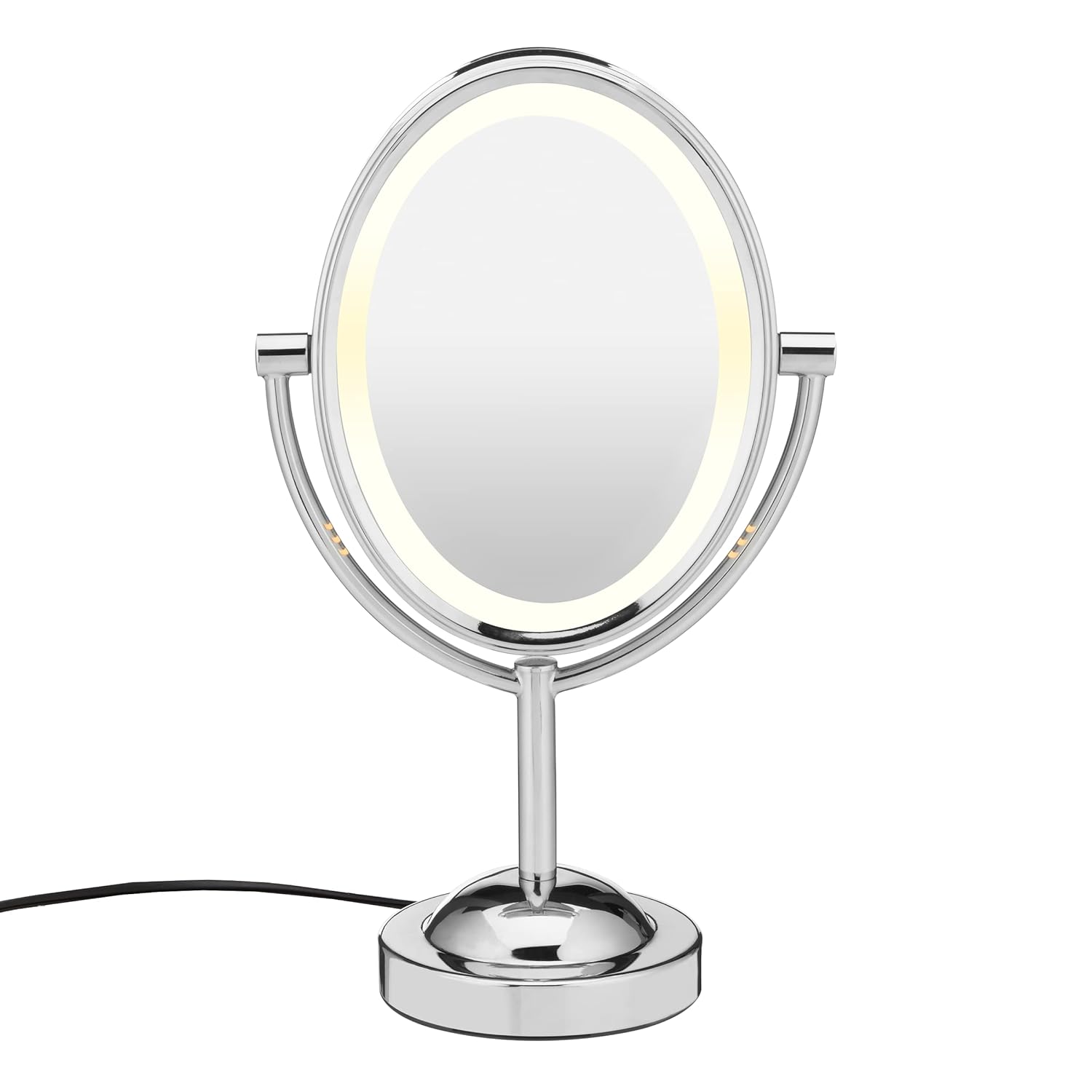 Conair Lighted Makeup Mirror, LED Vanity Mirror, 1X/7X Magnifying Mirror, Double Sided, Corded in Polished Chrome Conair Lighted Makeup Mirror, LED Vanity Mirror, 1X/7X Magnifying Mirror, Double Sided, Corded in Polished Chrome